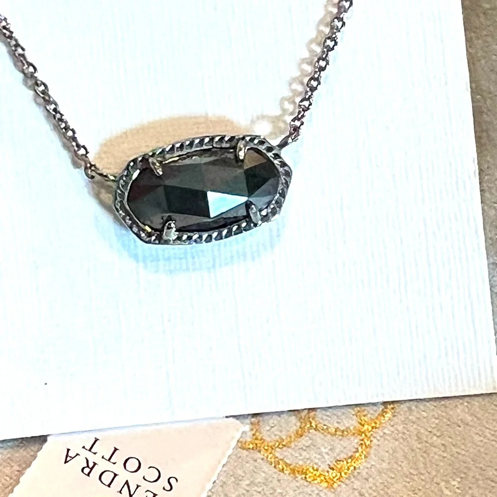 NWT Kendra Scott Elisa Hematite VERY Rare Faceted Hematite & Hematite Chain W😍W